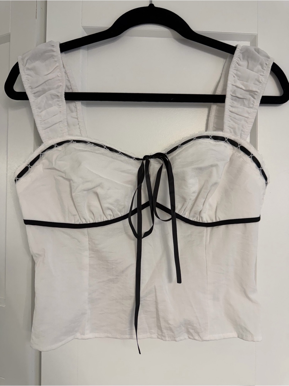 White Bustier Crop Top with Black Trim